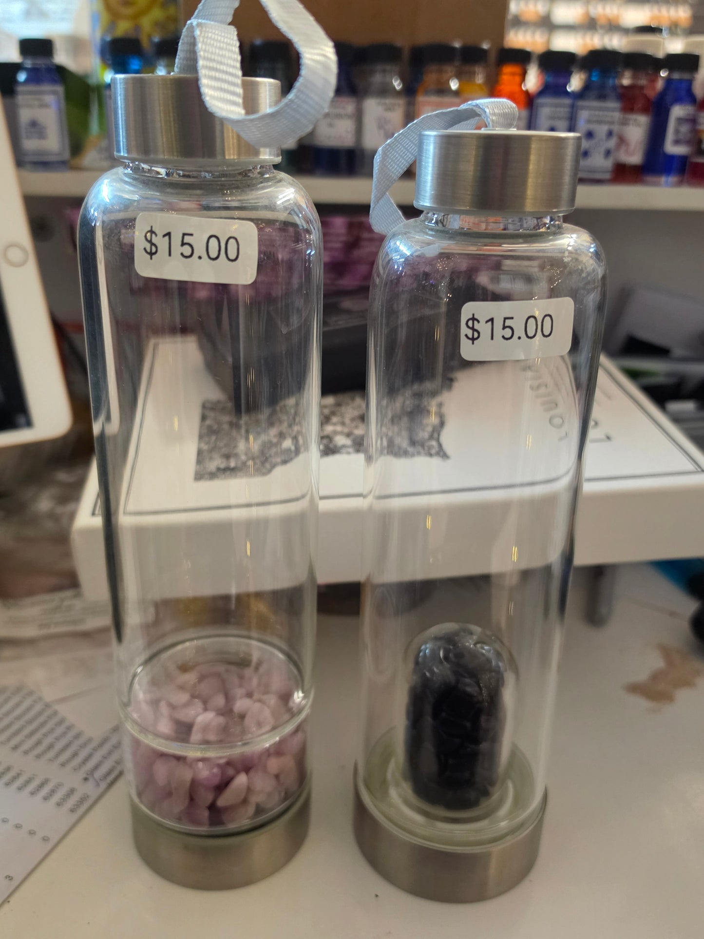 Water Bottle with Crystal Chips