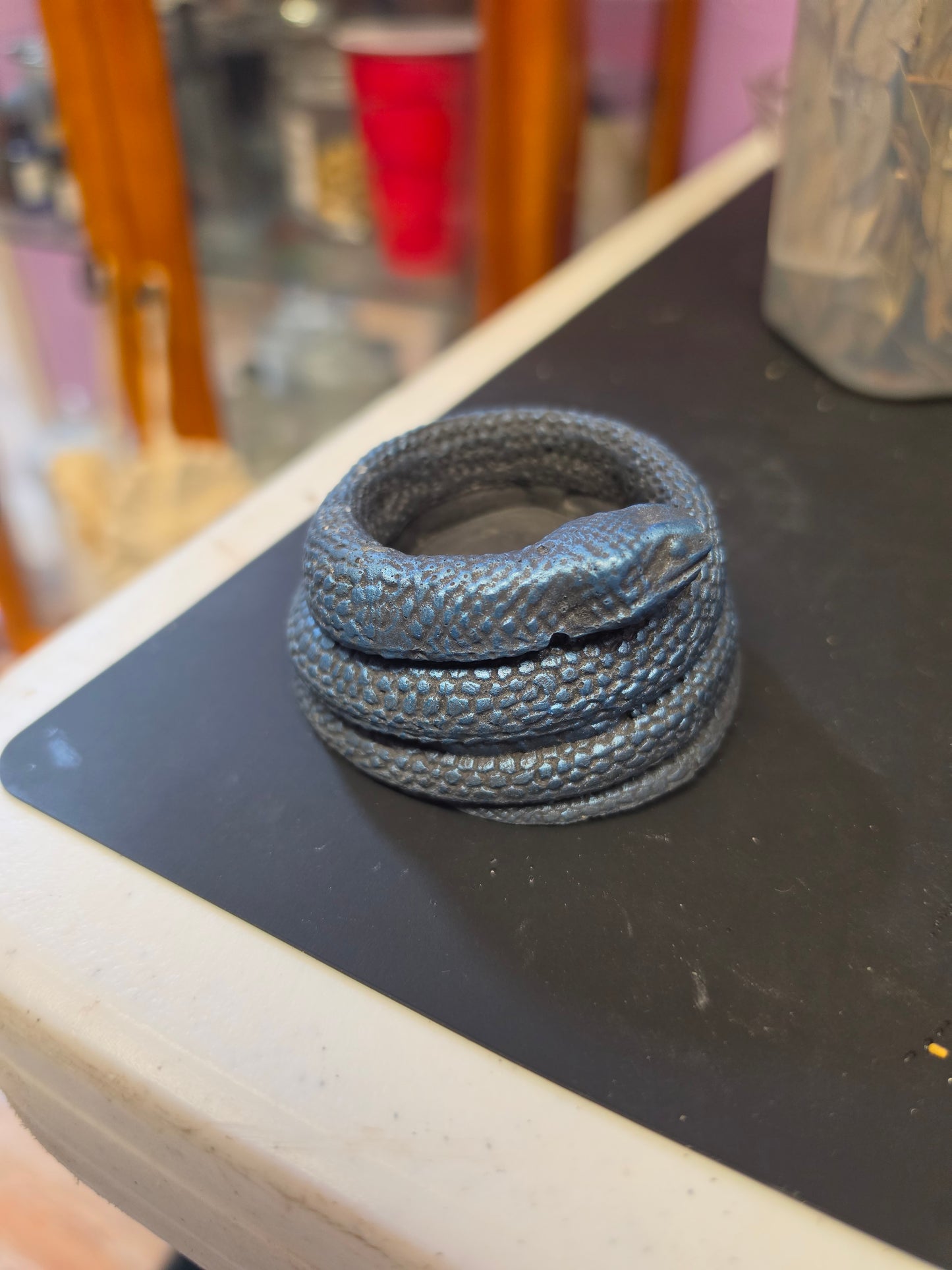 Candle Holder Tea Light Snake Concrete